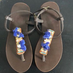 Sseko Leather T-Strap Sandals with Removable Tabs